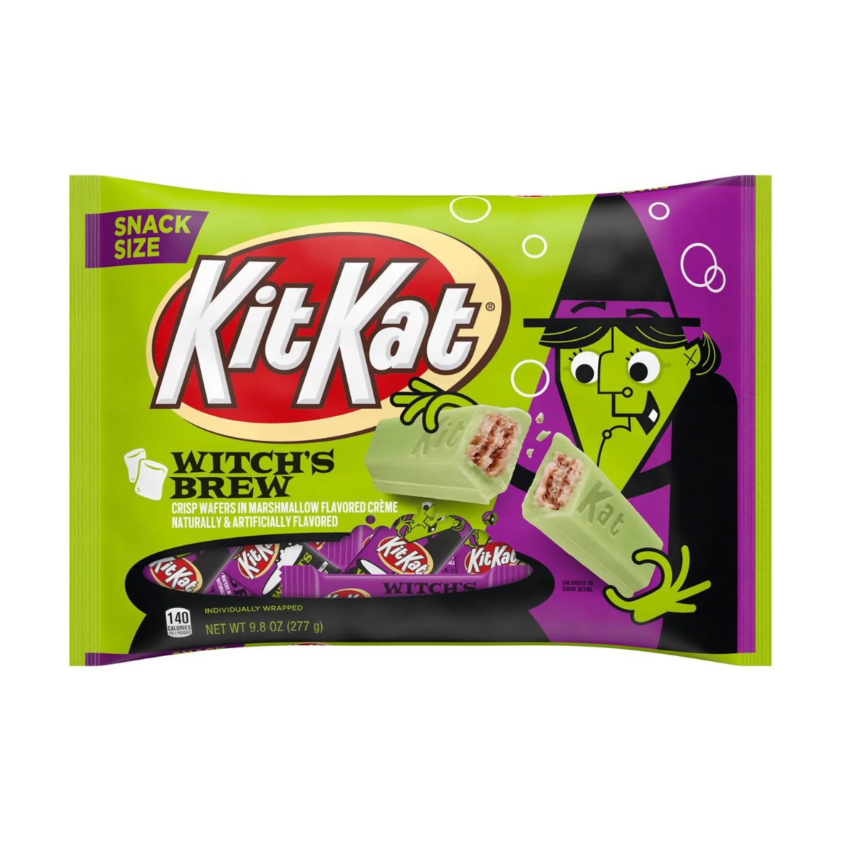 Kit Kat Witch's Brew Marshmallow Creme Snack Size, Halloween Wafer Candy Bars Bag, 9.8 oz