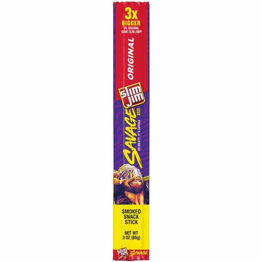 Slim Jim Savage Original Flavor Smoked Meat Snack Stick, 3 oz
