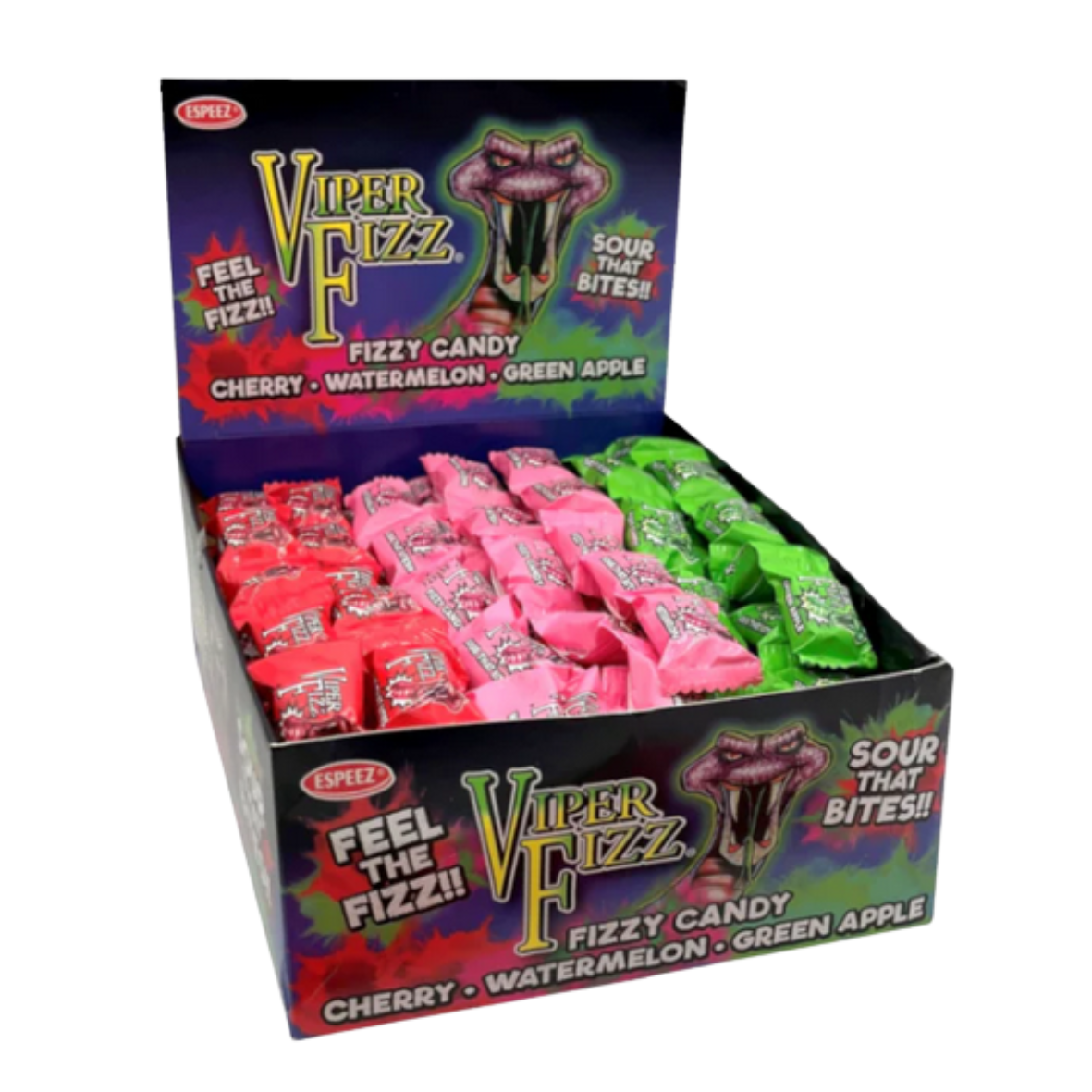 10 x ESPEEZ Viper Fizz Sour Candy Strips 0.9oz