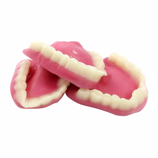 picture of 3 sets of gummy Dentures.